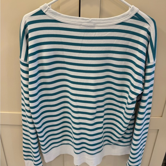 J. Crew Teal and White Striped Sweatshirt - Picture 6 of 7